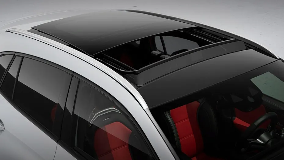 Panoramic roof and spacious cabin of the 2028 Mercedes-Benz GLA Electric