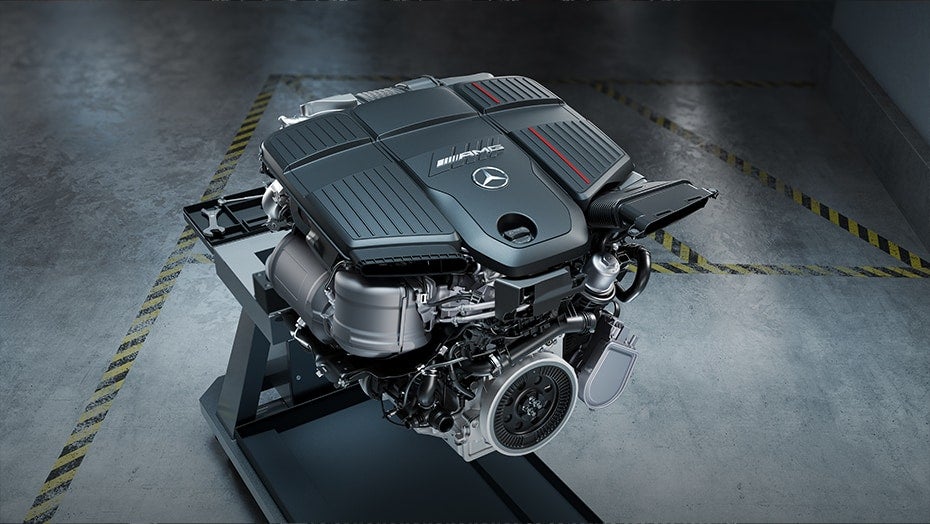 Mercedes-Benz GLC turbocharged engine displayed for the GLE vs. GLC comparison