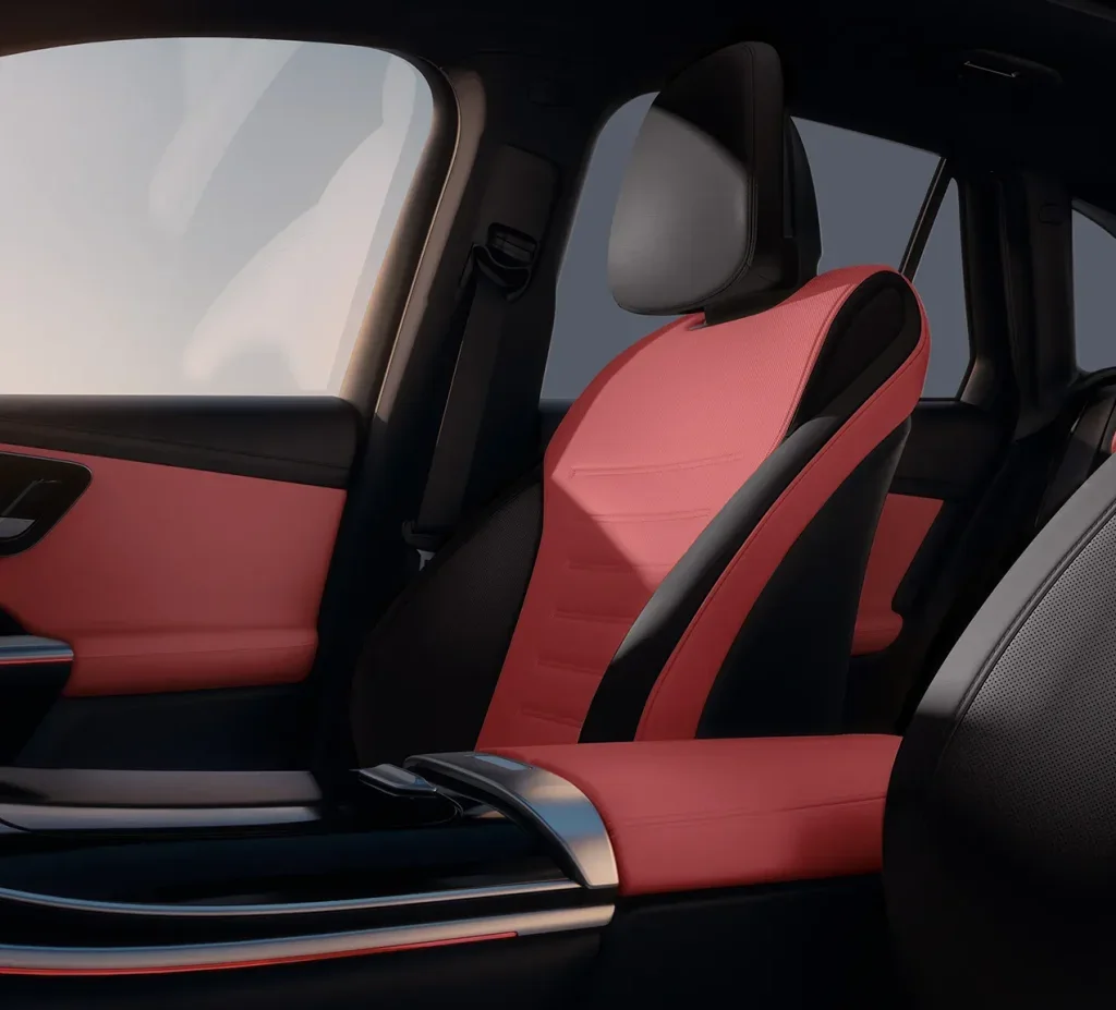 Interior seating and comfort of the 2026 Mercedes-Benz GLC compared with BMW X3, Audi Q5, and Volvo XC60