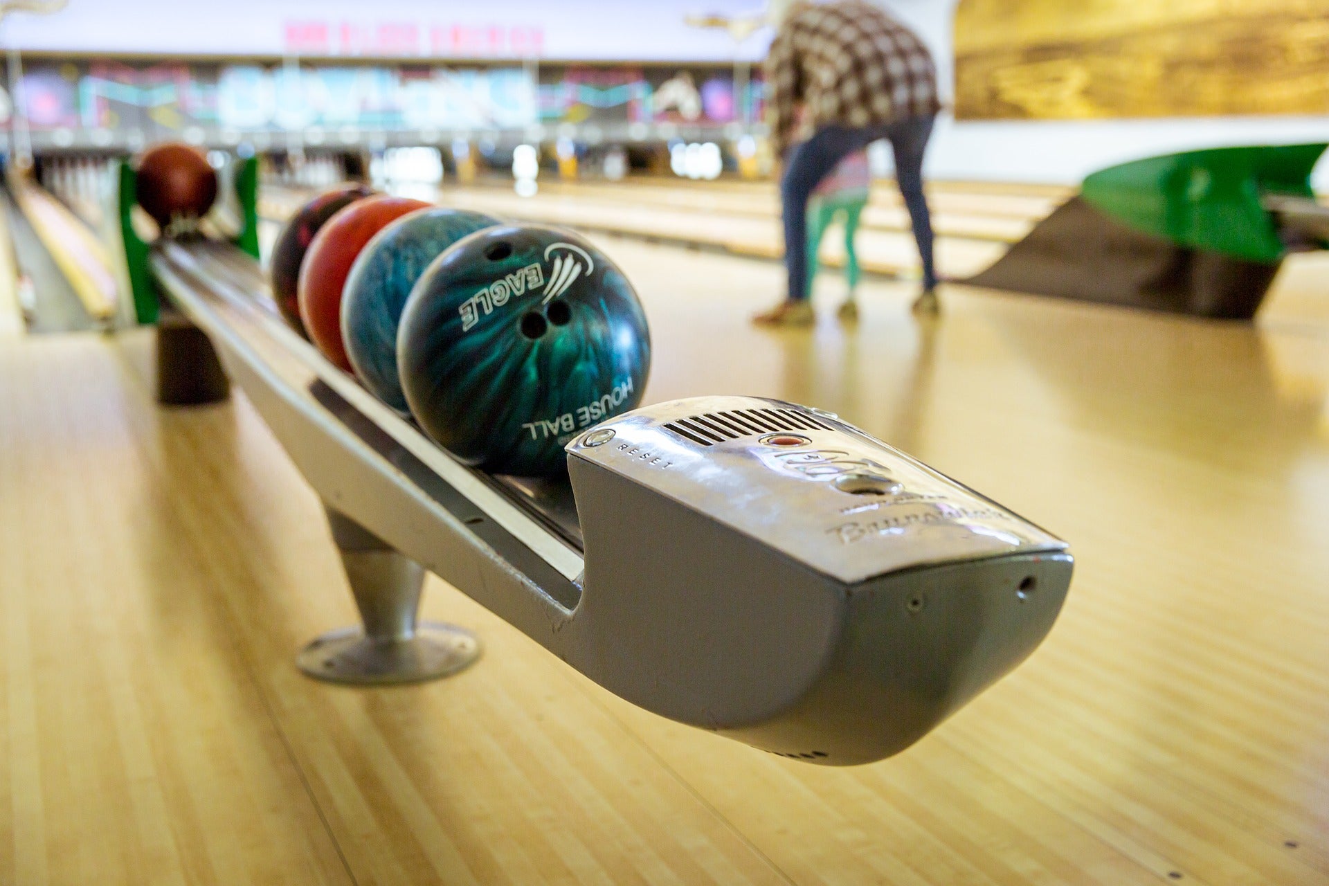 A bowling ball rack