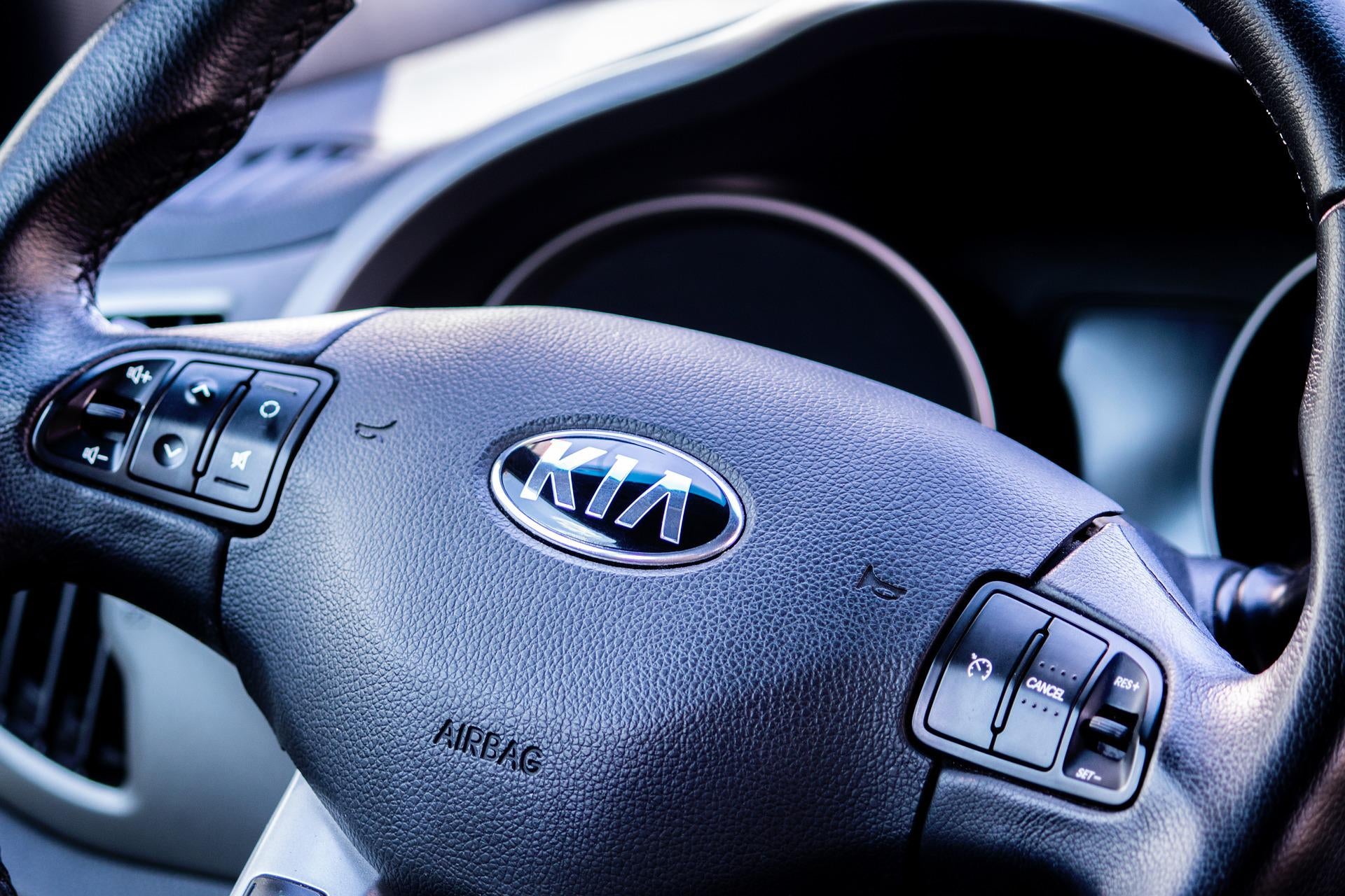 A Kia steering wheel