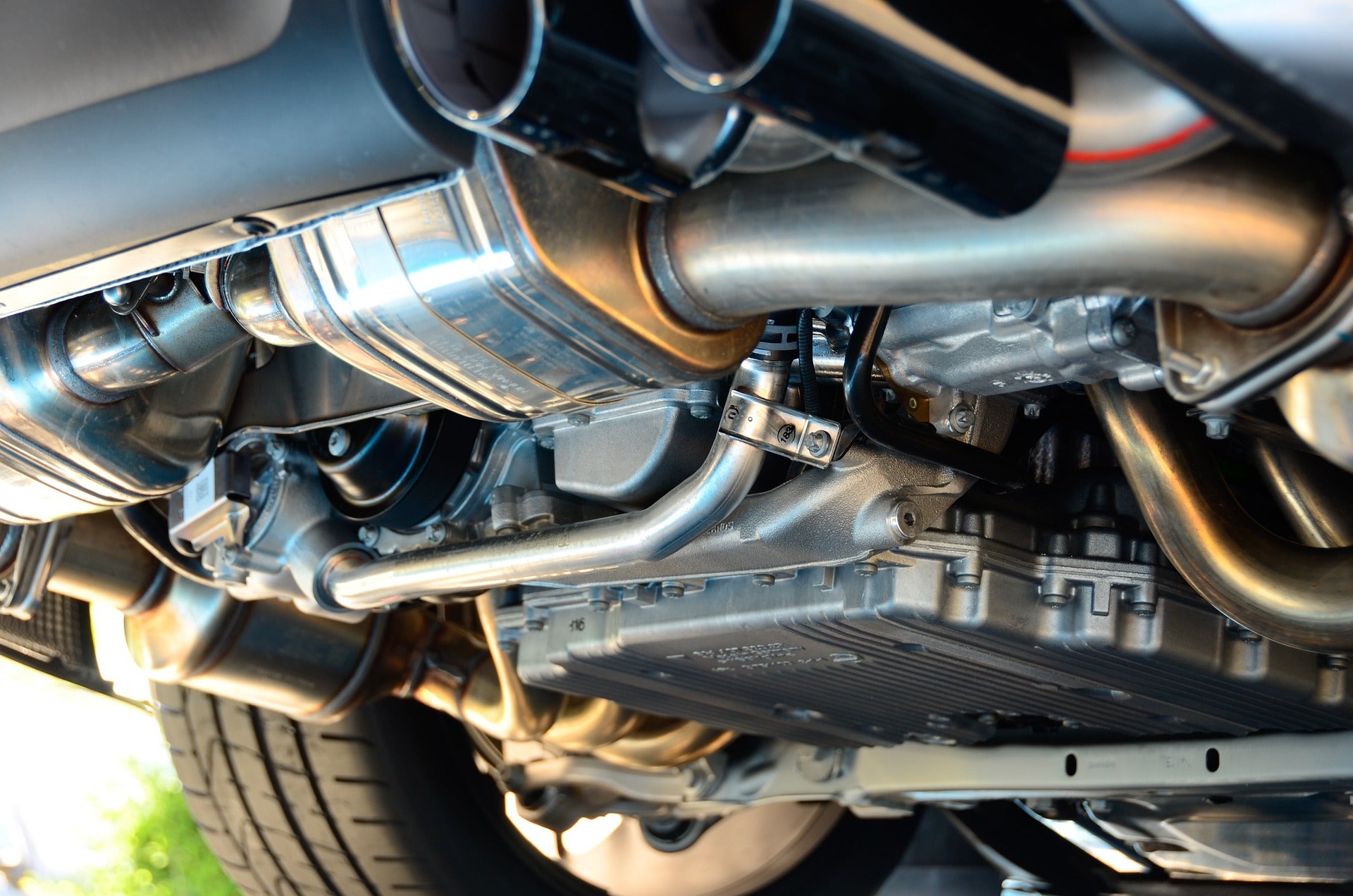 The bottom of a car