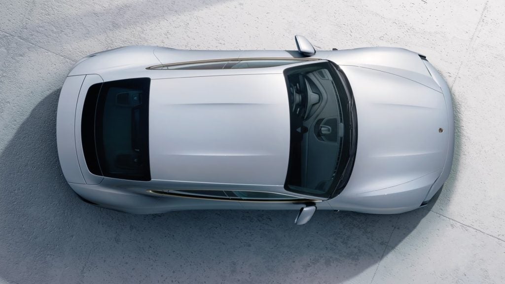 Top-down view of a Porsche EV, symbolizing Porsche’s expanding electric future for drivers in Chicago.