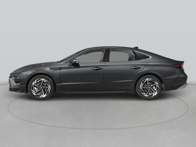The side view of a black sedan