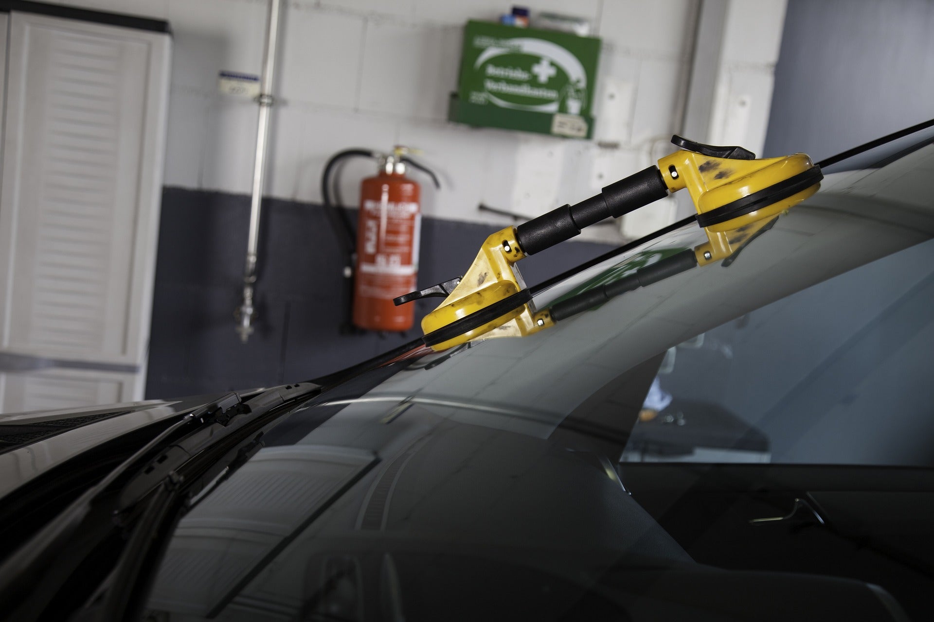 A close up of a car's main window