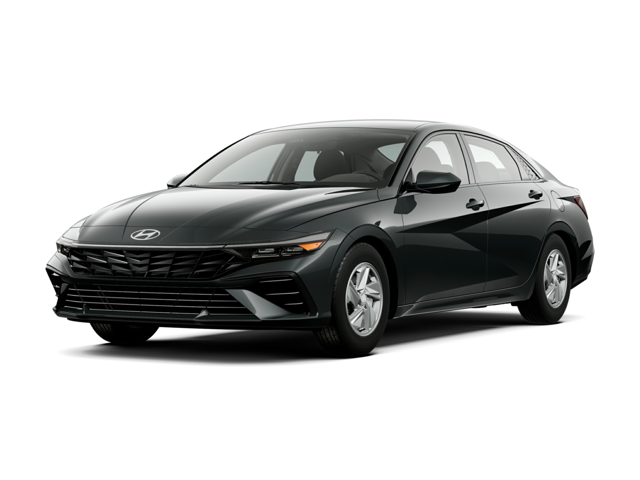 A black Hyundai Elantra in a white background