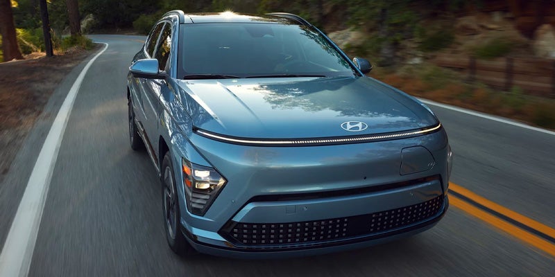 front view of the 2025 hyundai kona ev in butler, pa