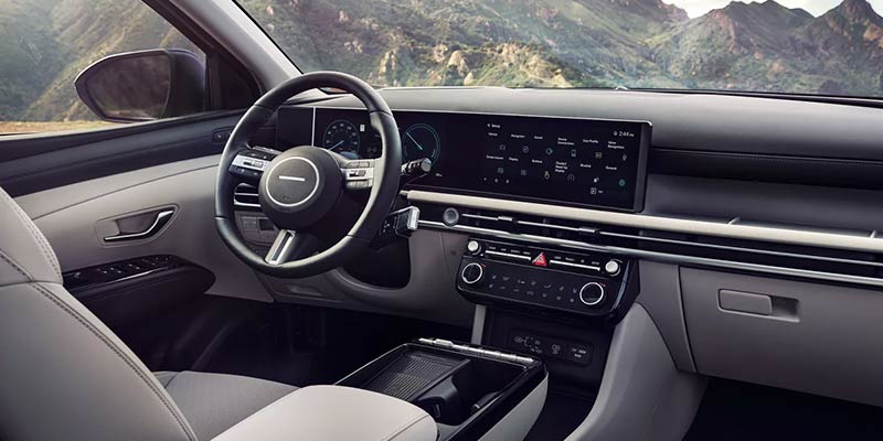 Modern car interior with digital dashboard