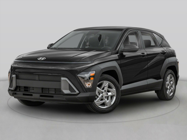 A black Hyundai Kona parked
