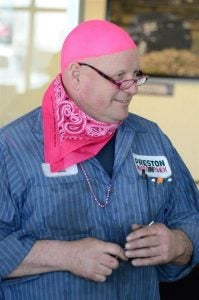 paul paints head pink