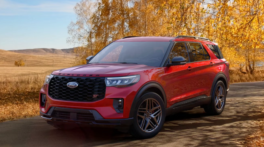 2026 Ford Explorer ST in red — available at Sarasota Ford
