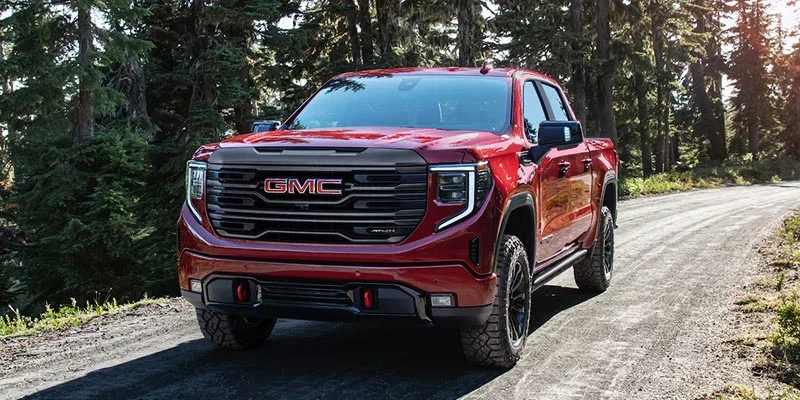 2022 GMC Sierra on a dirt road