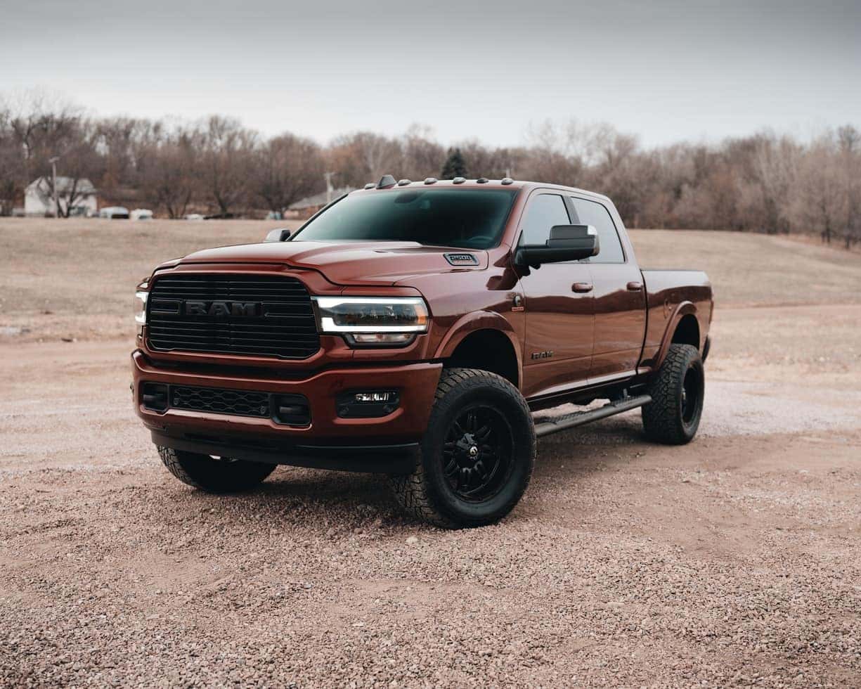 a new ram truck sitting in a field near Joplin, Missouri