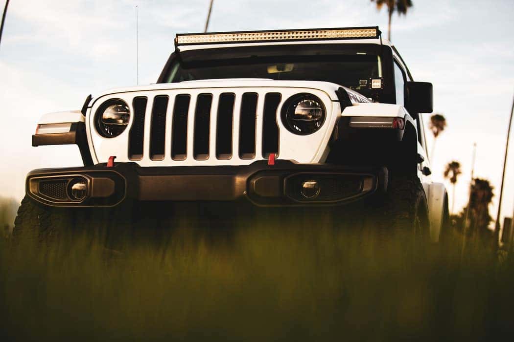 A jeep wrangler sitting in a field near Miami, Oklahoma
