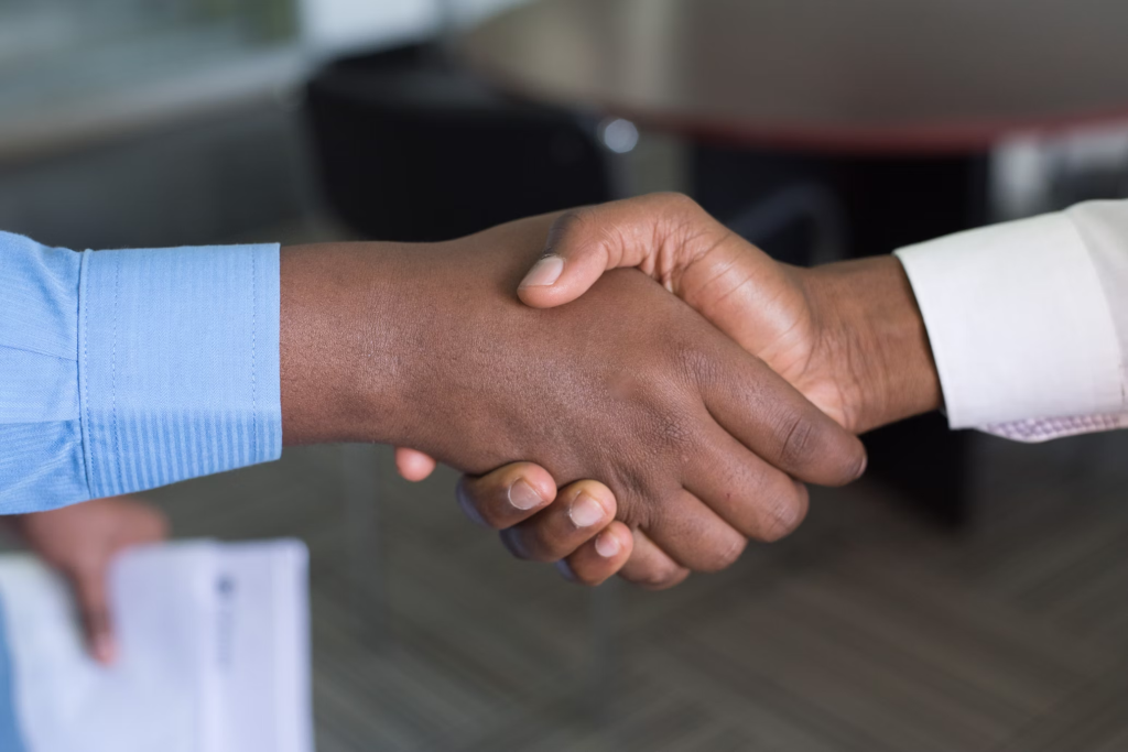 Handshake on car trade-in 