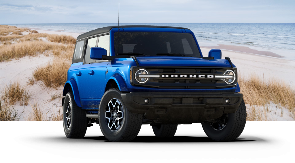 2024 Ford Bronco parked in front of beach