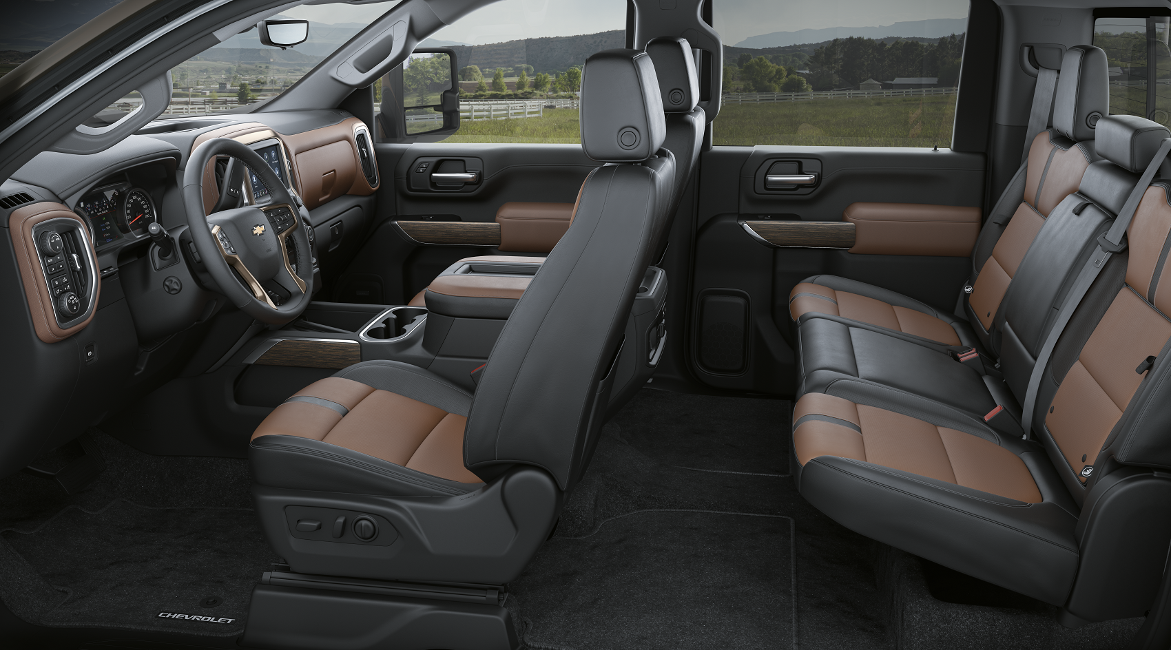 2021 Chevy Silverado 2500 black and brown leather interior