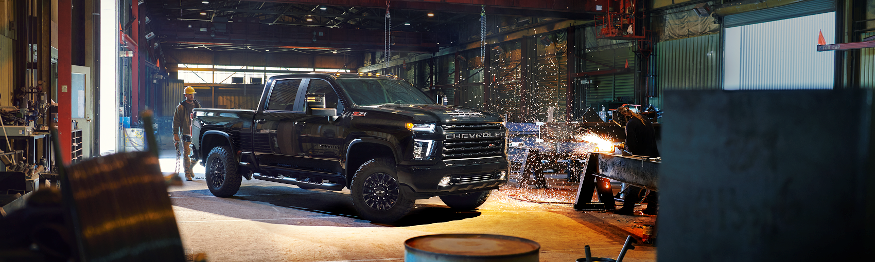 2021 Chevy Silverado 2500 in black is a high powered work truck
