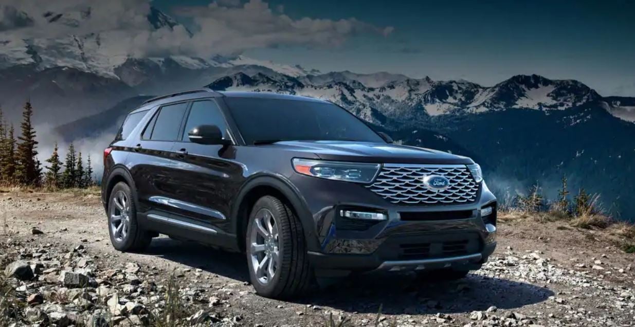 Image of a blue 2020 Ford Explorer.
