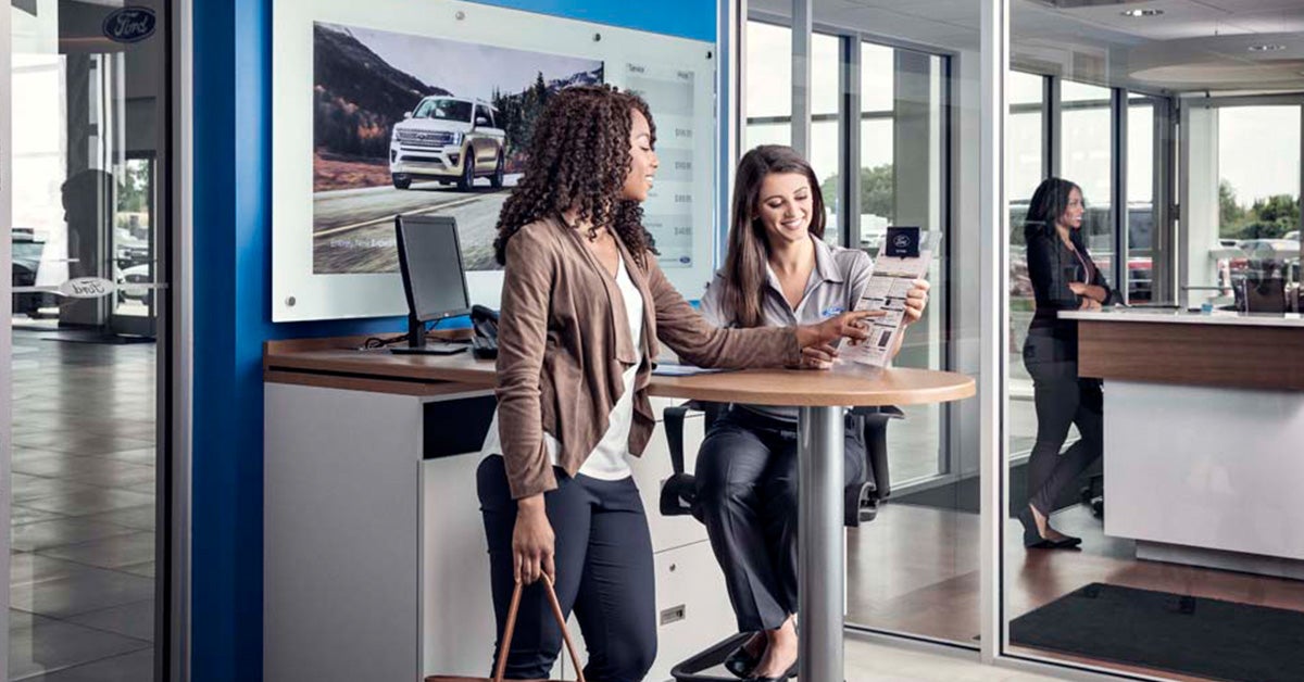 Customer at Ford dealership