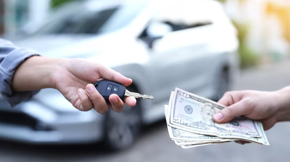 Trading in a car for cash.
