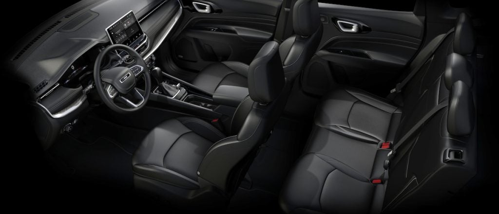2025 Jeep® Compass High Altitude spacious, modern interior with premium leather-trimmed seats