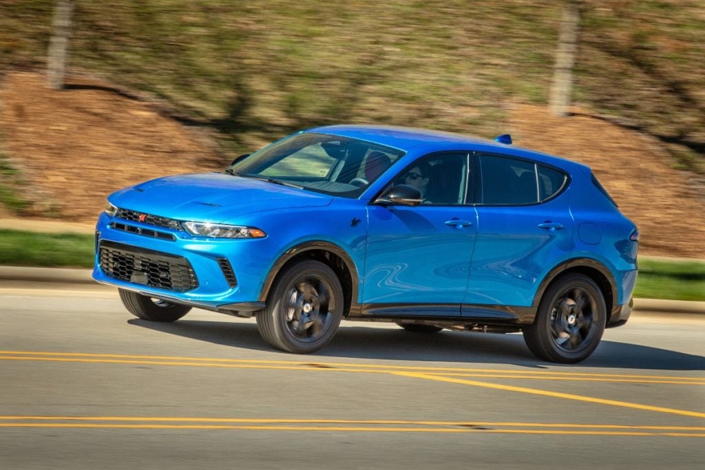 Side View of Blue 2024 Dodge Hornet