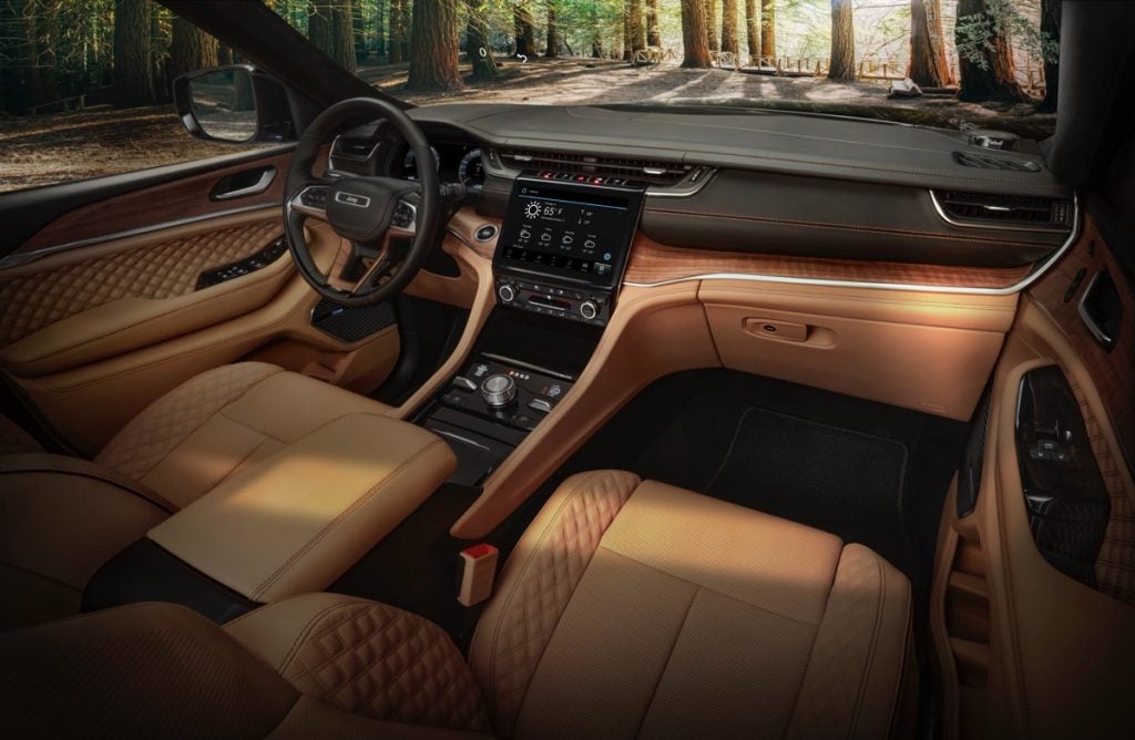 2021 Jeep Grand Cherokee L Summit Saddle Interior with Wood