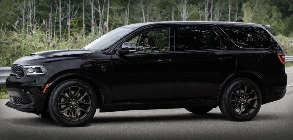 Dodge Durango SRT Parked Side View on a Mountain Road