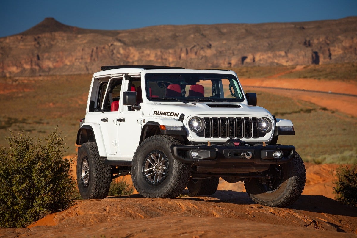 Front View of White 2024 Jeep® Wrangler Rubicon 392