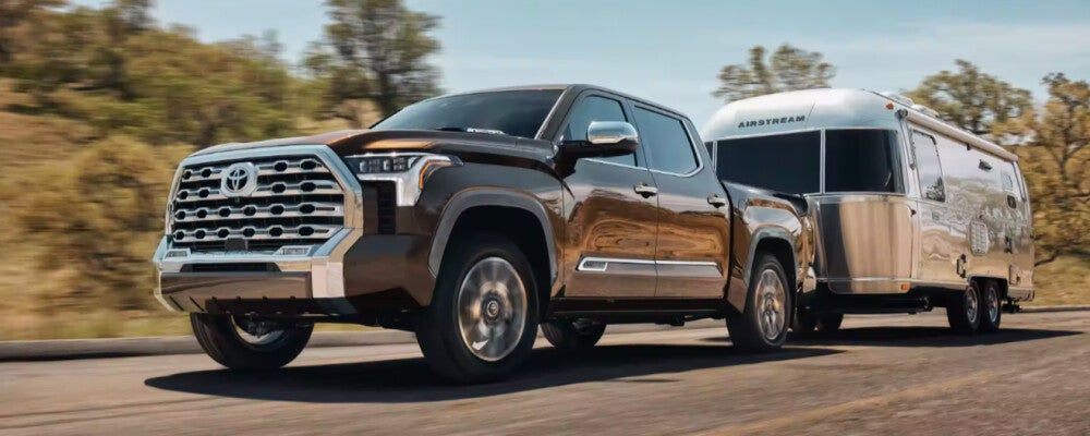 2024 Toyota Tundra 1794 Edition CrewMax Towing an Airstream Camper