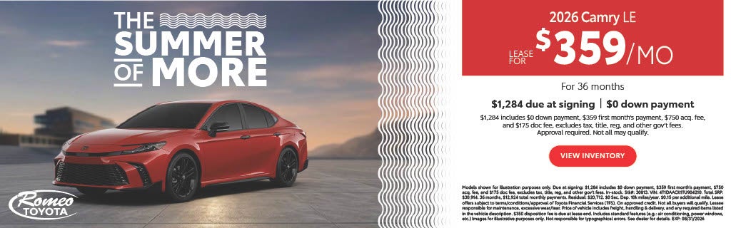 2026 Camry LE as low as $359/mo