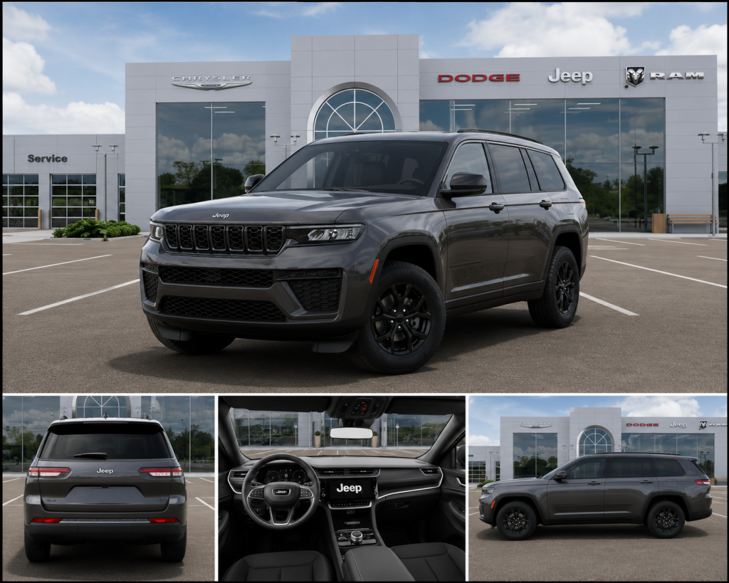 2026 Jeep Grand Cherokee L Laredo Altitude 4x4 three-row SUV front exterior with Jeep Active Drive I near North Woodbridge NJ