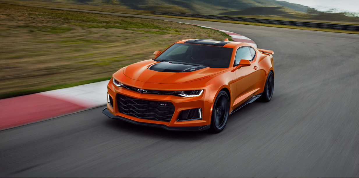 Chevy Camaro on a racetrack