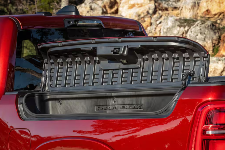 Available RamBox cargo storage in a Ram 1500 truck bed