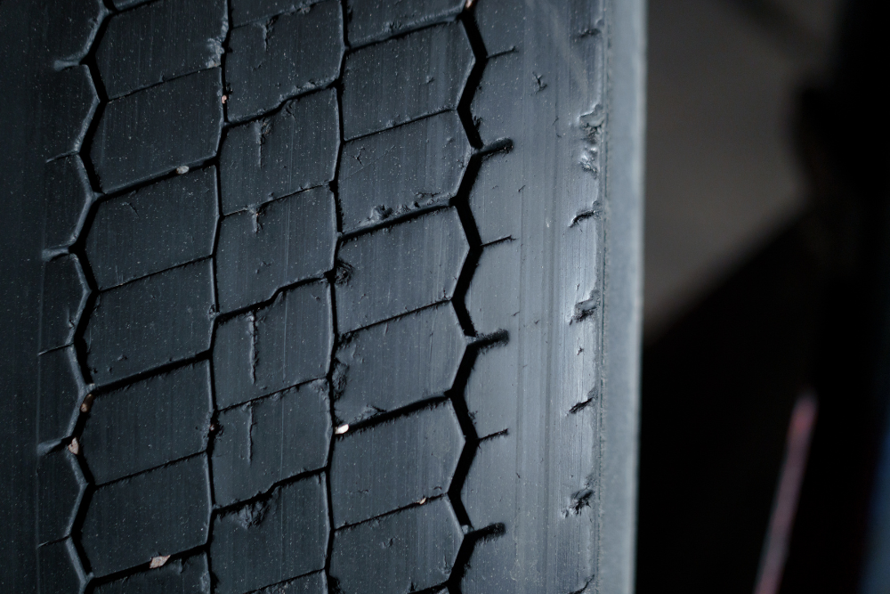 Worn tire tread example