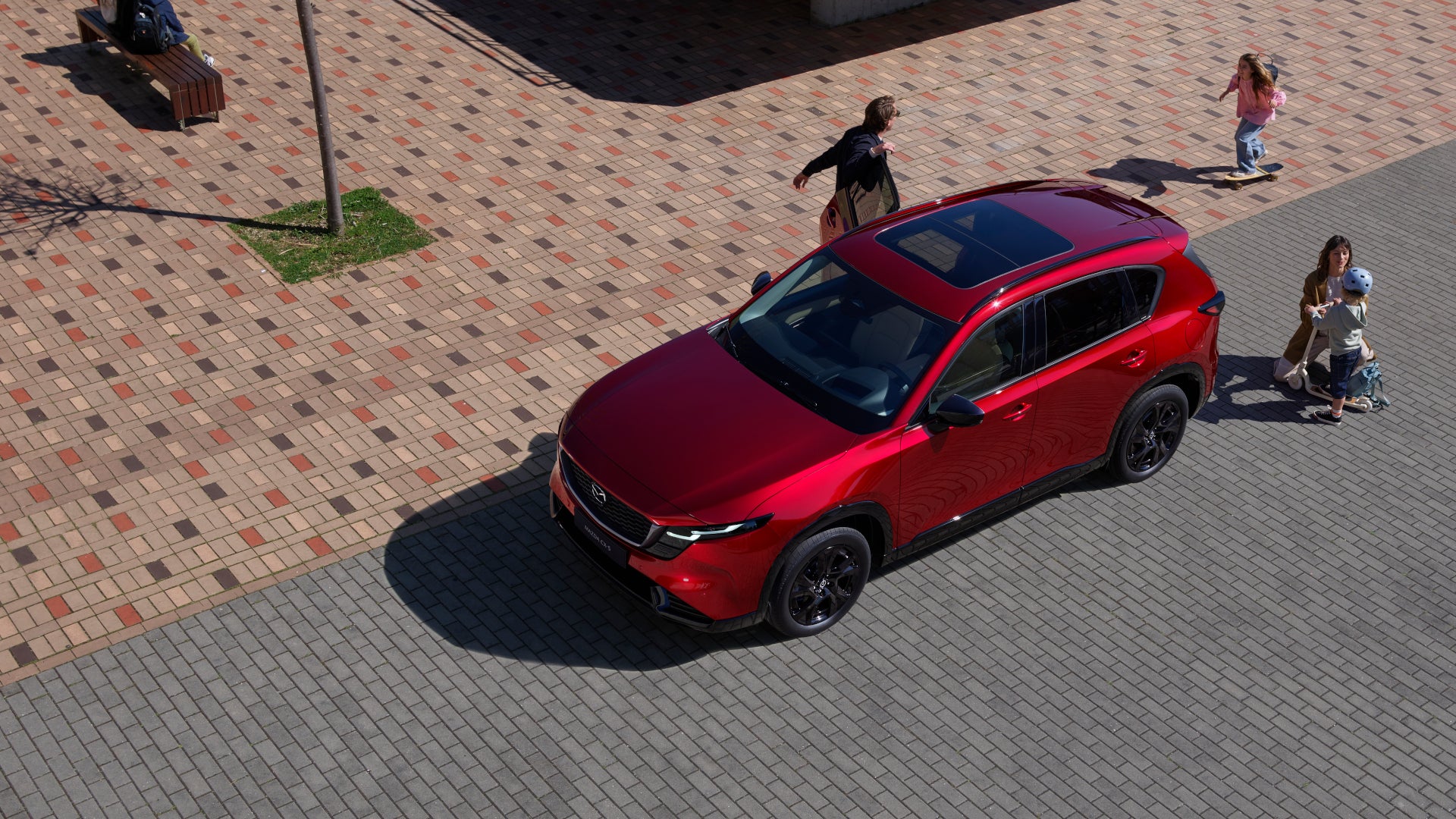 2026 Mazda CX-5 with panoramic sunroof, red exterior