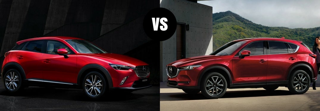 Mazda CX-3 vs. Mazda CX-5 dimensions comparison side by side