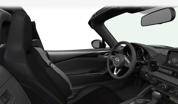 Black Cloth with Red Stitching interior upholstery in the 2018 Mazda MX-5 Miata RF