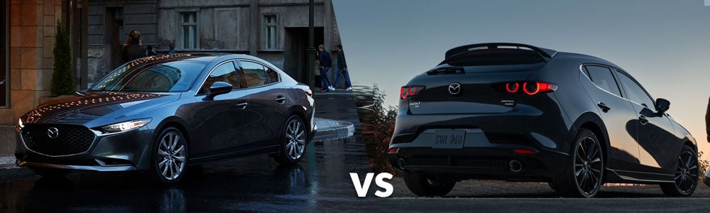 2021 Mazda3 sedan compared to Mazda3 hatchback.