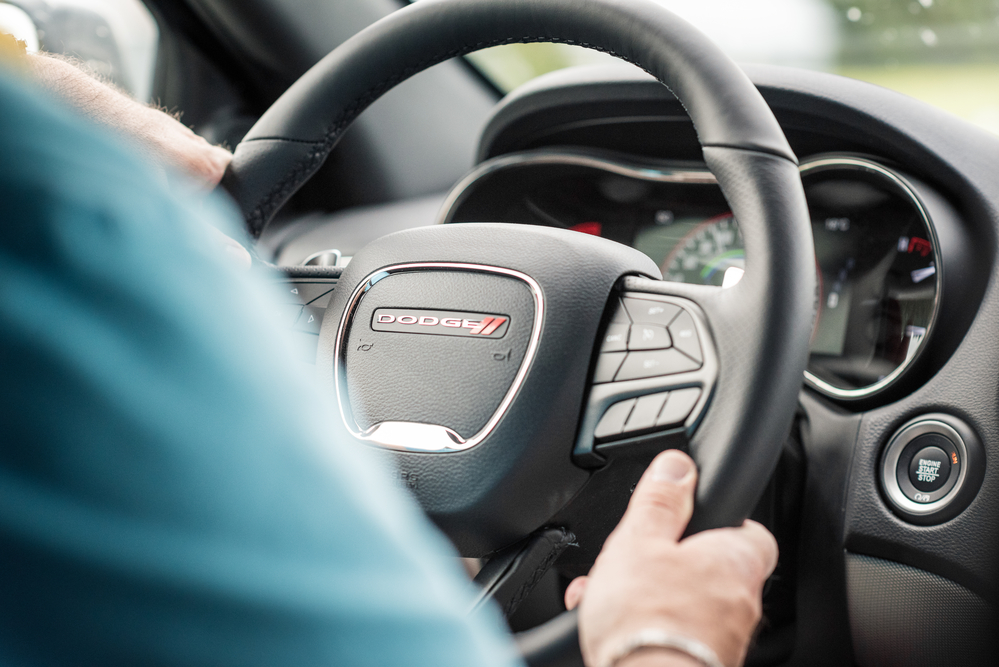 Person driving durango - view of the steering wheel