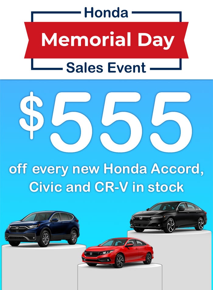 $555 off every new Honda Accord, Civic, and CR-V in stock