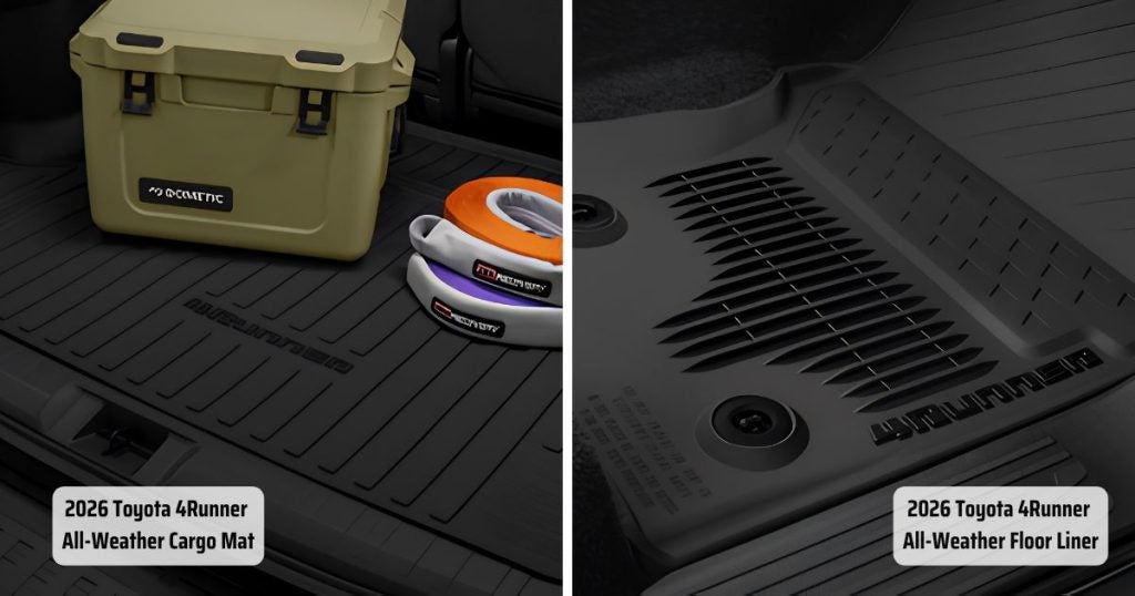 The 4Runner all-weather floor liners and cargo mats to protect the interior