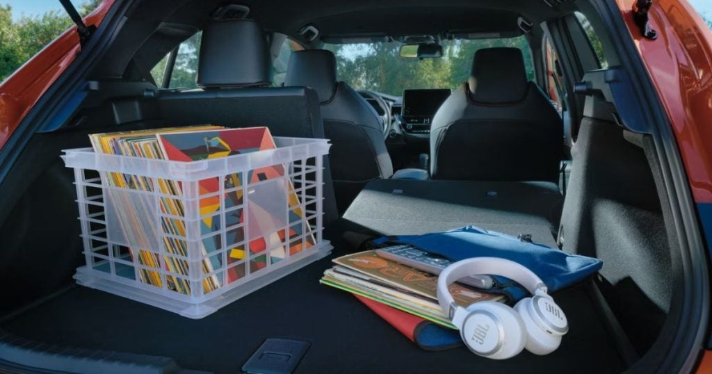 The 2026 Corolla Hatchback comes with fold-down rear seats for more cargo area