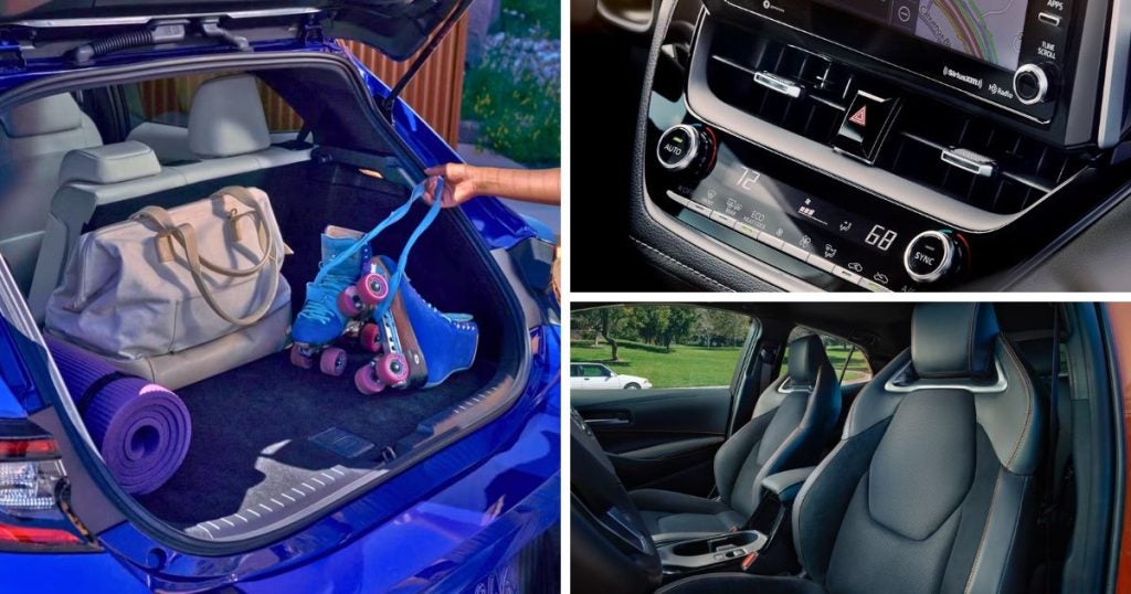 The interior features of the 2026 Corolla Hatchback