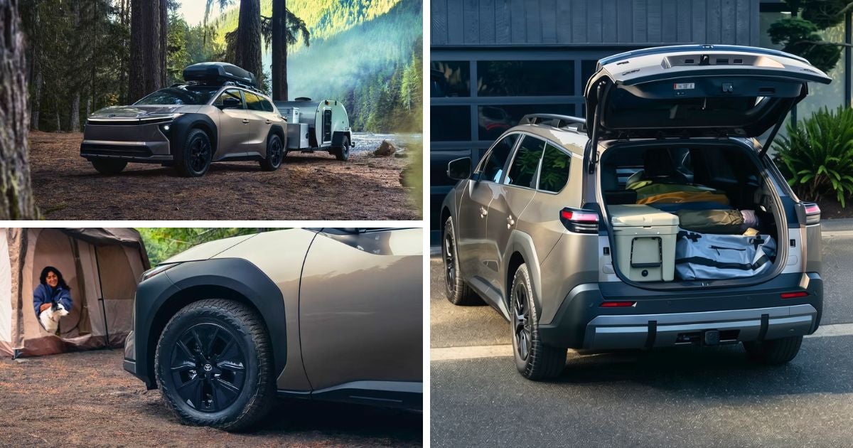 3,500 lbs of towing capacity, black overfenders, all-terrain tires, and 74.3 cubic ft of cargo space are some features that make the 2026 bZ Woodland a rugged EV