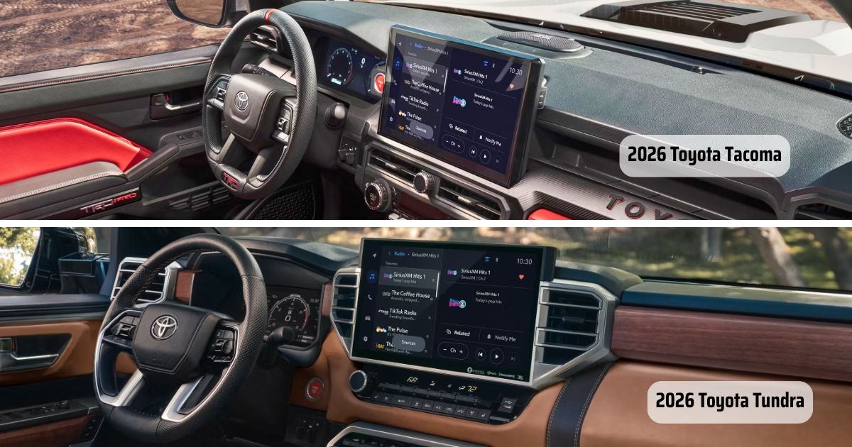 Both the 2026 Toyota Tacoma and Tundra offer the same technology features