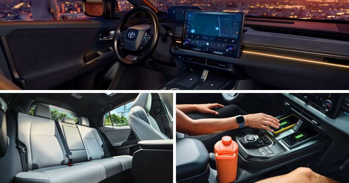 Both trims of the 2026 Toyota C-HR include a 14-inch touchscreen, 60/40 split-folding rear seats, and dual wireless phone chargers