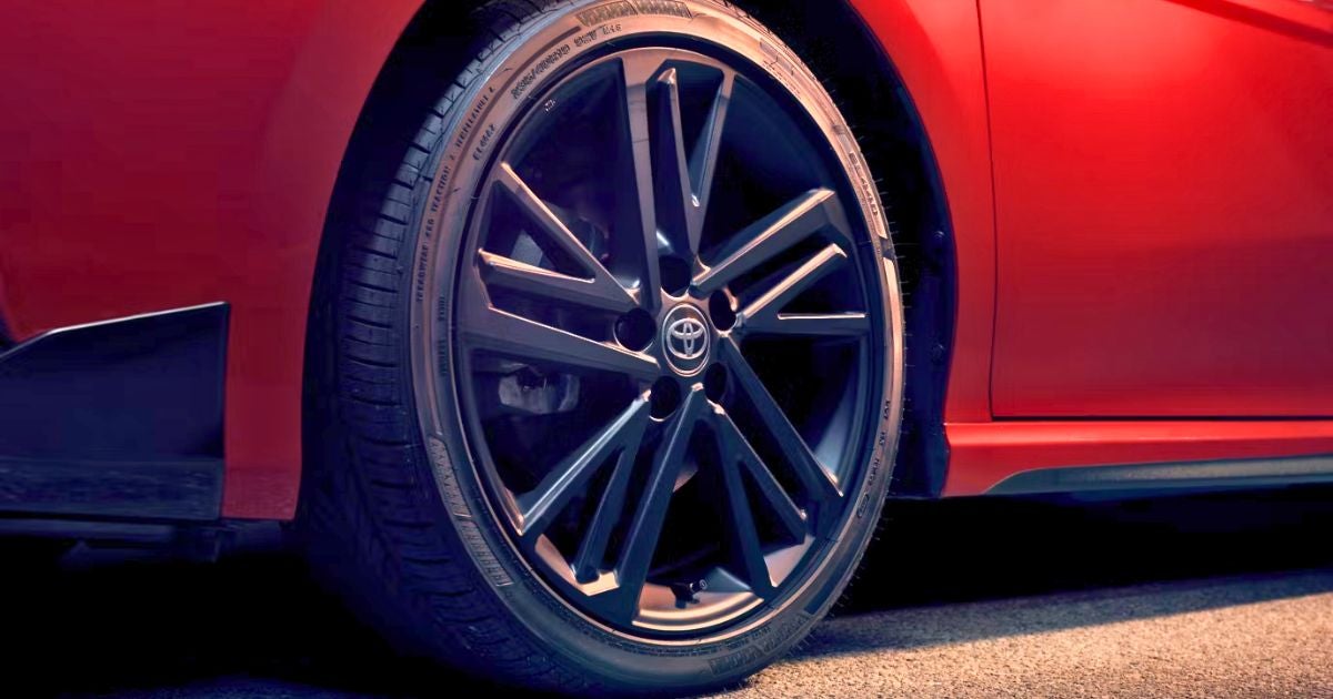 The 2026 Camry Nightshade steps up into 19-inch black-finished alloy wheels
