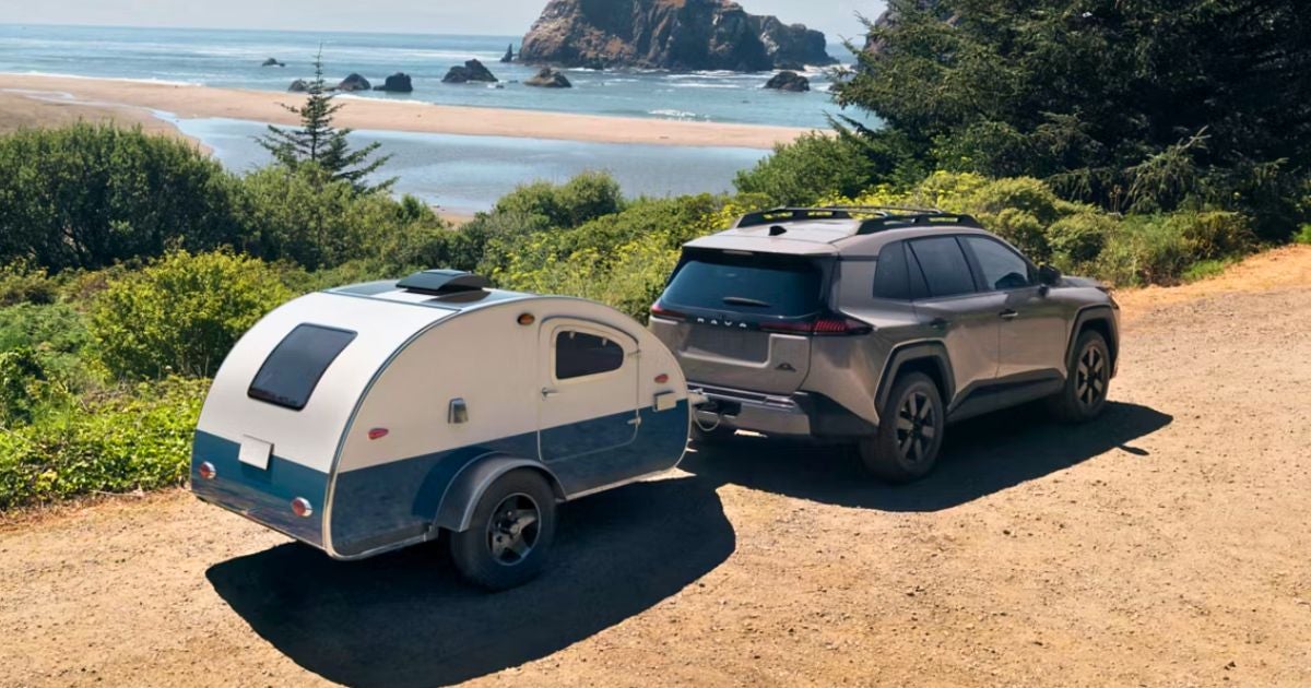 The 2026 RAV4 hybrid can tow up to 3,5000 lbs, enough for small trailers, bikes or camping gear